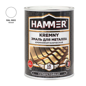 Эмаль термостойкая HAMMER Kremny, +400°С RAL9003 белая (0,8кг)