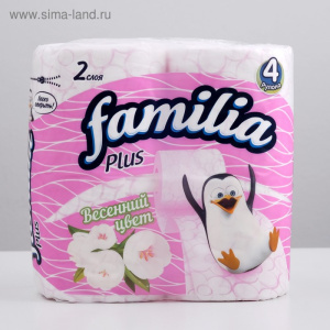 Бумага туалетная Familia Plus Весенний цвет двухслойная 4 шт