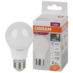 Лампа светодиодная  OSRAM E27 7W 3000К груша 220В (4058075577893)