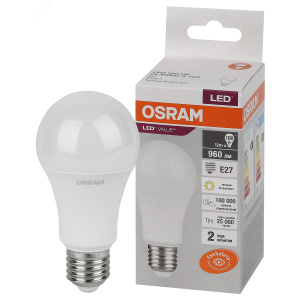 Лампа светодиодная OSRAM E27 12W 3000К груша 220В (4058075578975)