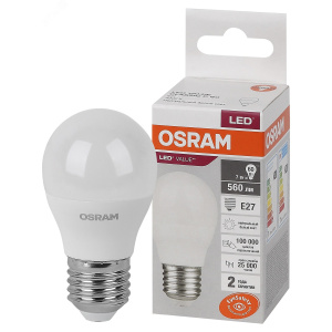 Лампа светодиодная  OSRAM E27 7W 4000К шарик 220В (4058075579835)