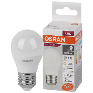Лампа светодиодная  OSRAM E27 7W 3000К шарик 220В (4058075579804)