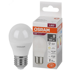 Лампа светодиодная  OSRAM E27 10W 3000К шарик 220 В (4058075579897)