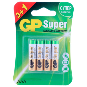 Батарейка алкалиновая GP Super Alkaline LR03(24A) / AAА (блис 3+1)