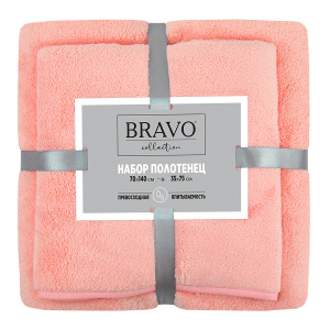 Набор махровых полотенец BRAVO Смарт м0811_02 35х75см+70х140см розовый