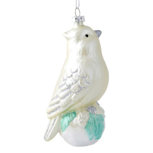 Украшение новогоднее подвесное Птичка на шаре из пластика 6,8х5,8х13,1см арт.80552