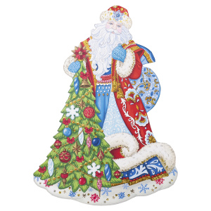 Украшение новогоднее подвесное Дед Мороз из картона 40х29х0,1см арт.88095