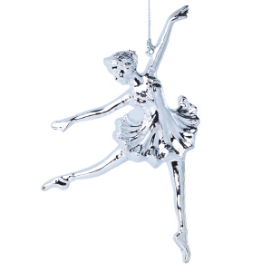 Украшение новогоднее подвесное Балерина в серебре из полипропилена 1,9x8,5x15см арт.89049
