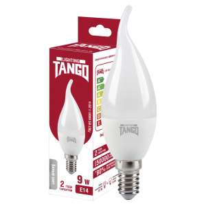 Лампа светодиодная TANGO  E14 9W СА37 4000K  cвеча на ветру (1202501)