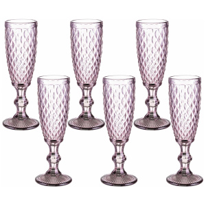 Набор бокалов для шампанского Ромб 150мл (6шт) фиолетовый