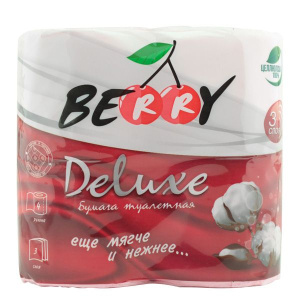 Бумага туалетная Berry Delux 3сл 4рул
