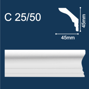 Плинтус потолочный Solid экструдированный белый 45*45*2000мм С25/50