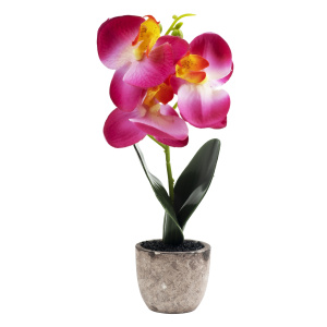 Растение искусственное ФЕНИКС-ПРЕЗЕНТ Яркая Орхидея в кашпо 88217 28х13,5х13,5см