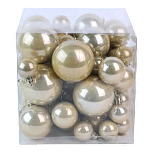 Набор шаров пластик 59 штук: 6см-8 шт, 5см - 8 шт, 4см-13 шт, 3cm-30 шт, жемчуженный, арт.91409