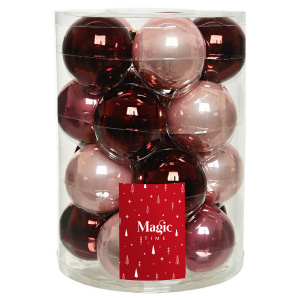 Набор шаров стекло 6 см 20 штук, розовый-бордо арт.90760