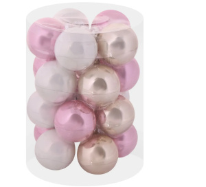 Набор шаров стекло 6 см, 20 штук, бело-розовый, арт.90766