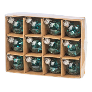 Набор шаров стекло 3 см, 12 штук, прозрачный, синий, арт.91445