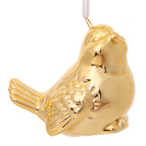 Украшение подвесное Золотая Птичка из доломитовой керамики, 5x2,5x5см, арт.80477