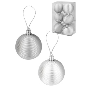Набор спиральных шаров 6 см (НУ-5364) серебро 6 шт