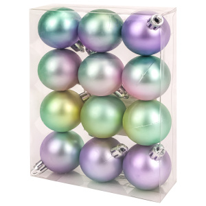 Набор ёлочных шаров Чудеса 4 см  (НУ-5633)нежные оттенки 12 шт