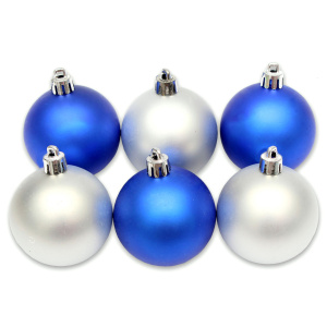 Набор ёлочных шаров Серебряный бархат 6 см (НУ-6983) синий серебро 6 шт