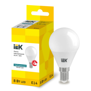 Лампа светодиодная IEK Alfa E14 G45 8W  4000К шар (2362556)