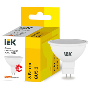 Лампа светодиодная  IEK Alfa MR16 6Вт 230В 3000К GU5,3 LLA-MR16-6-230-30-GU5 (1467074) софит