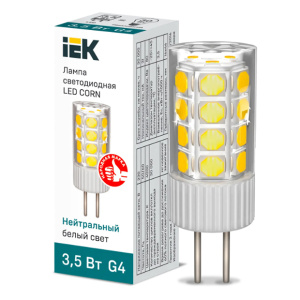 Лампа светодиодная IEK Corn капсула 3,5Вт 230В 4000К керамика G4 LLE-CORN-4-230-40-G4