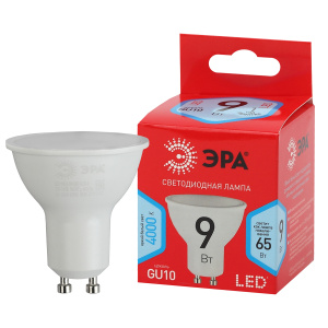 Лампа светодиодная ЭРА RED LINE GU10 LED MR16-9W-840 9 Вт софит (9406722) нейтральный белый свет