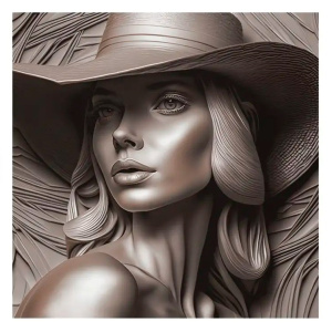 Картина на холсте Бронзовый барельеф девушки в шляпе-2 CV 5049