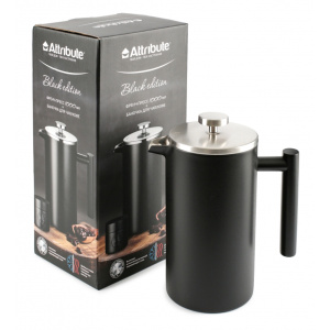 Набор френч-пресс 1000мл+баночка для чая/кофе ATTRIBUTE Black Edition