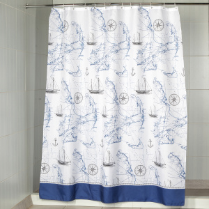 Штора текстильная для ванны и душа  Навигация (DSCN2019) 180х200 см, черный/белый