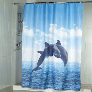 Штора текстильная для ванны и душа Дуэт (AQL-1004TX) 180х200 см, голубой