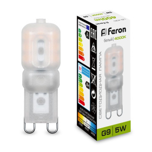 Лампа светодиодная FERON G9 5вт 230в 4000K белый (LB-430 ) капсульная